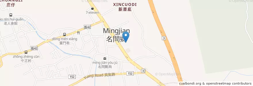 Mapa de ubicacion de Mingjian Police Station en Taiwan, Taiwan Province, Nantou County, Mingjian Township.