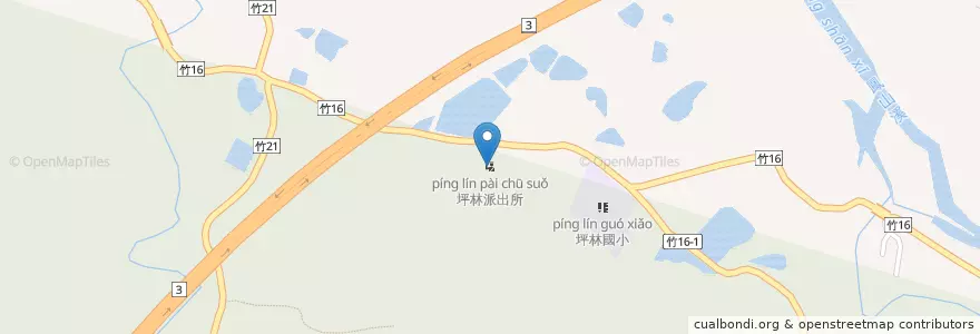 Mapa de ubicacion de 坪林派出所 en 臺灣, 臺灣省, 新竹縣, 關西鎮.