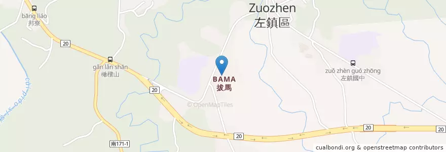 Mapa de ubicacion de 左鎮分駐所 en Taiwan, Tainan, Zuozhen.
