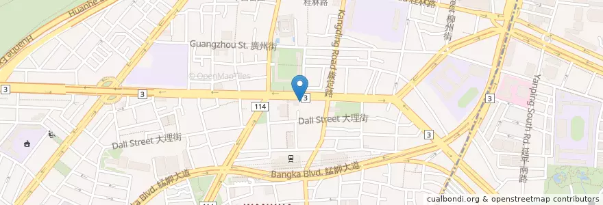 Mapa de ubicacion de 康定路派出所 en 臺灣, 新北市, 臺北市, 萬華區.