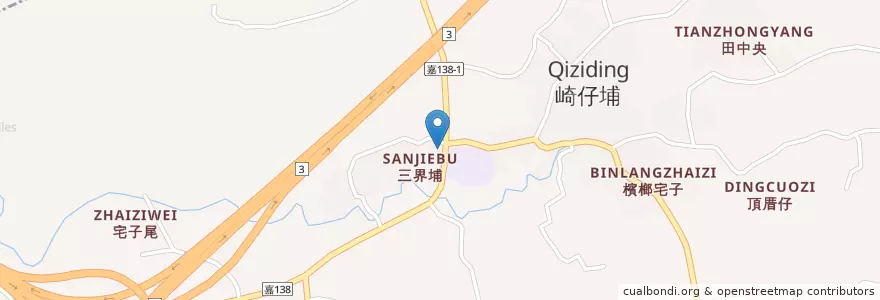 Mapa de ubicacion de 成功派出所 en Taiwan, Taiwan Province, Chiayi County, Shuishang Township.