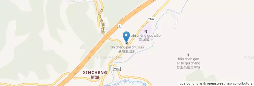 Mapa de ubicacion de 新城派出所 en Taiwan, Taiwan Province, Hsinchu County, Baoshan.