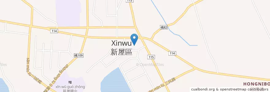Mapa de ubicacion de 新屋分駐所 en Taiwan, Taoyuan, 新屋區.
