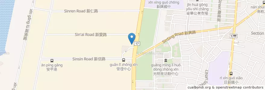 Mapa de ubicacion de 新興派出所 en 臺灣, 臺南市, 南區.