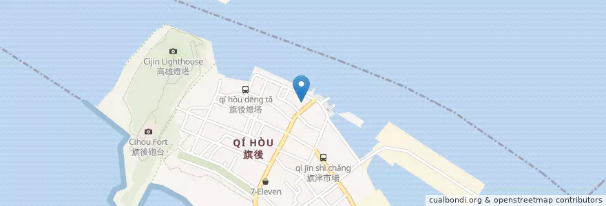 Mapa de ubicacion de 旗津分駐所 en Taïwan, Kaohsiung.