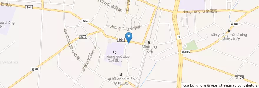 Mapa de ubicacion de 民雄分局 en Taiwan, Taiwan, Landkreis Chiayi, Minxiong.