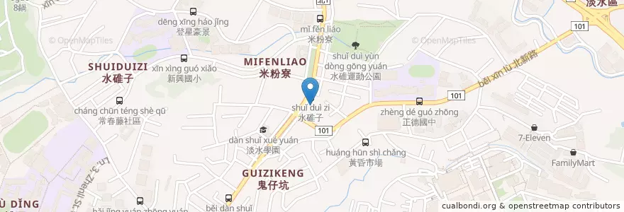 Mapa de ubicacion de 水碓派出所 en Taiwan, Neu-Taipeh, Tamsui.