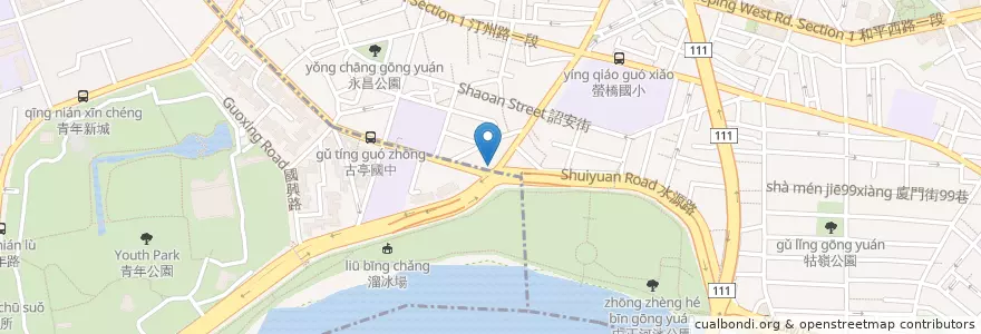 Mapa de ubicacion de 泉州街派出所 en 타이완, 신베이 시, 타이베이시, 완화 구.