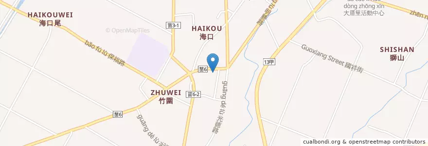 Mapa de ubicacion de 海口派出所 en 타이완, 타이완성, 먀오리 현, 주난진.