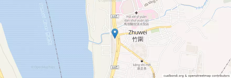 Mapa de ubicacion de 竹圍派出所 en تایوان, 新北市, 淡水區.