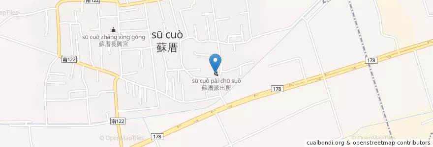 Mapa de ubicacion de 蘇厝派出所 en Тайвань, Тайнань, 安定區.