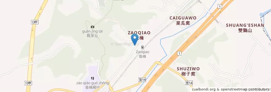 Mapa de ubicacion de 造橋分駐所 en Taiwán, Provincia De Taiwán, 苗栗縣, 造橋鄉.