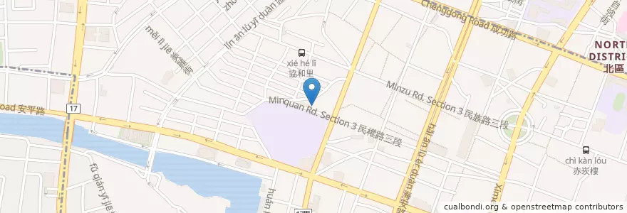 Mapa de ubicacion de 長樂派出所 en Taiwan, Tainan, Zhongxi District.