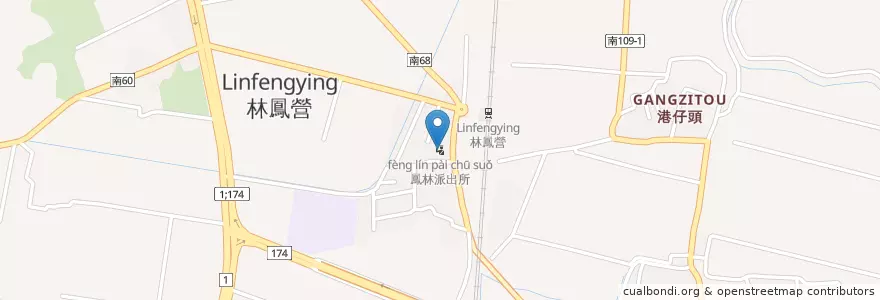 Mapa de ubicacion de 鳳林派出所 en Taiwán, 臺南市, 六甲區.