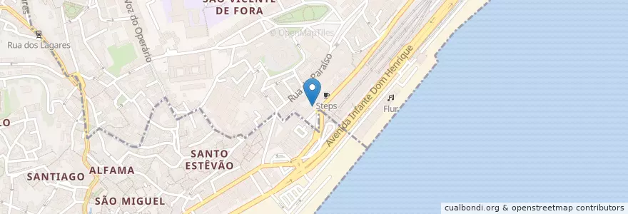 Mapa de ubicacion de Sol Brazil en Portugal, Lisboa, Grande Lisboa, Lisboa, São Vicente.