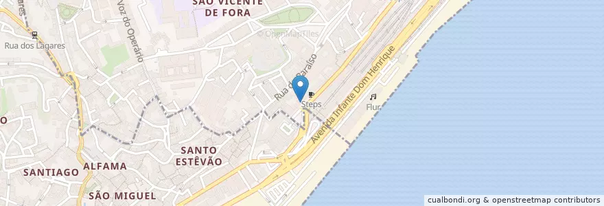 Mapa de ubicacion de Farol en Portugal, Grande Lisboa, Lissabon, São Vicente.