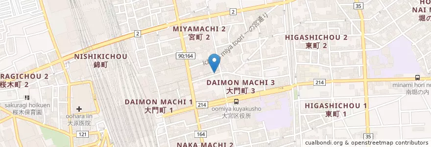 Mapa de ubicacion de ザ・かもん en 日本, 埼玉県, さいたま市, 大宮区.