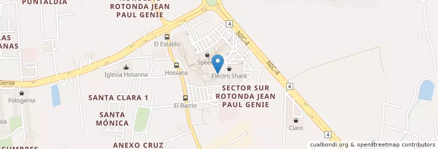 Mapa de ubicacion de El Churrasco steak house en ニカラグア, マナグア県, Managua (Municipio).