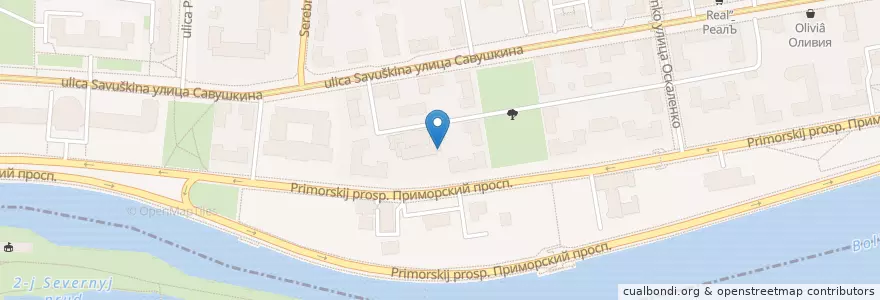 Mapa de ubicacion de ЮниОрт en Russia, Northwestern Federal District, Leningrad Oblast, Saint Petersburg, Приморский Район, Округ Чёрная Речка.