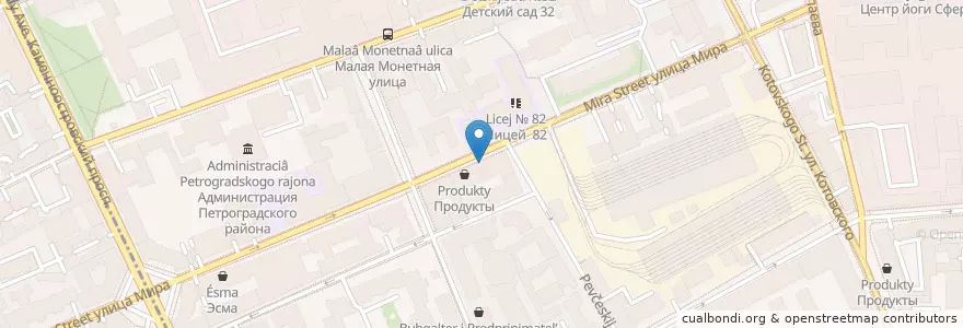 Mapa de ubicacion de Мадлен en Russland, Föderationskreis Nordwest, Oblast Leningrad, Sankt Petersburg, Petrograder Rajon, Посадский Округ.