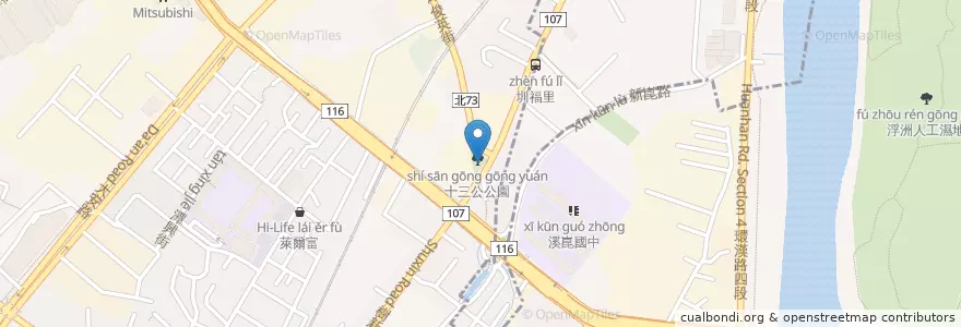 Mapa de ubicacion de 十三公 en تایوان, 新北市, 新莊區, 樹林區.