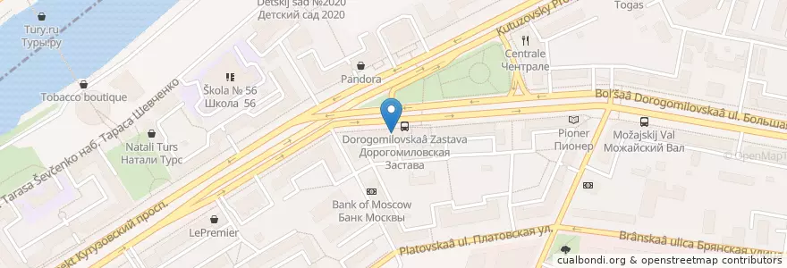 Mapa de ubicacion de Баан Тай en Rusland, Centraal Federaal District, Moskou, Западный Административный Округ, Район Дорогомилово.