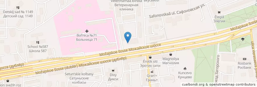 Mapa de ubicacion de Можайка 10 en Russie, District Fédéral Central, Moscou, Западный Административный Округ, Можайский Район.