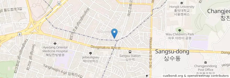 Mapa de ubicacion de 홍대 롤링홀 en Zuid-Korea, Seoel, 마포구, 합정동.