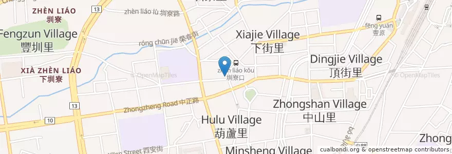 Mapa de ubicacion de 85℃廟東店 en Taiwan, Taichung, 豐原區.