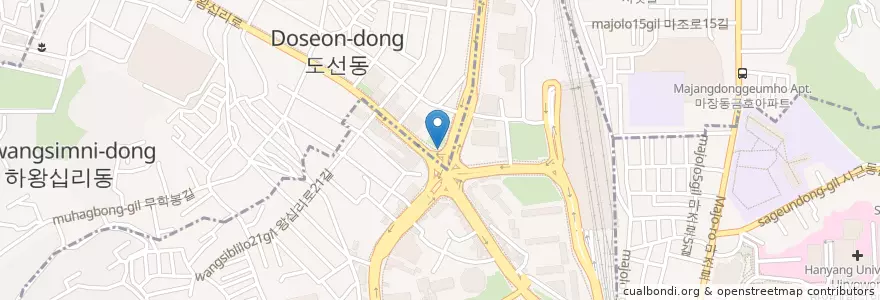 Mapa de ubicacion de 사랑의 안과 en 大韓民国, ソウル, 城東区, 행당1동.