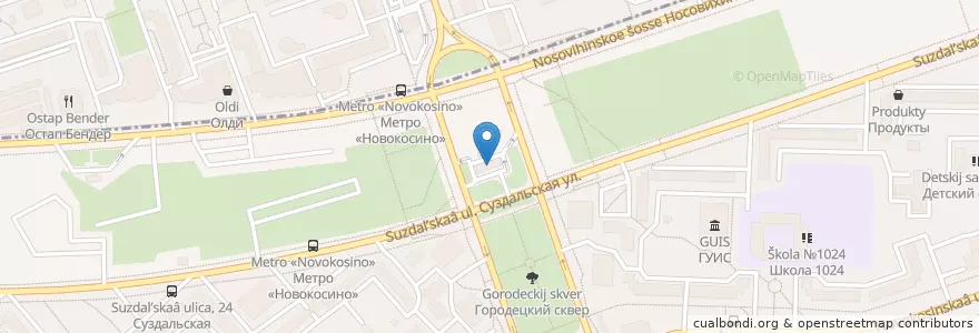 Mapa de ubicacion de BP Новокосино en 俄罗斯/俄羅斯, Центральный Федеральный Округ, Москва, Восточный Административный Округ, Район Новокосино.