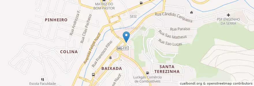 Mapa de ubicacion de Bem Bolado Lanches en 브라질, 남동지방, 미나스제라이스, Região Geográfica Intermediária De Juiz De Fora, Microrregião Manhuaçu, Manhuaçu.