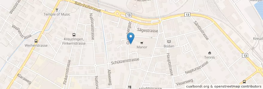 Mapa de ubicacion de Karussell en Suiza, Turgovia, Bezirk Kreuzlingen, Kreuzlingen.