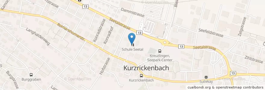 Mapa de ubicacion de Schule Seetal en スイス, Thurgau, Bezirk Kreuzlingen, Kreuzlingen.