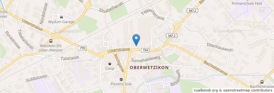 Mapa de ubicacion de Raiffeisenbank Zürcher Oberland en Suiza, Zúrich, Bezirk Hinwil, Wetzikon (Zh).