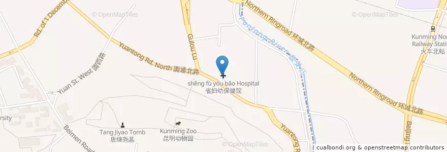 Mapa de ubicacion de 省妇幼保健院 en 中国, 云南省, 昆明市, 五华区, 华山街道.