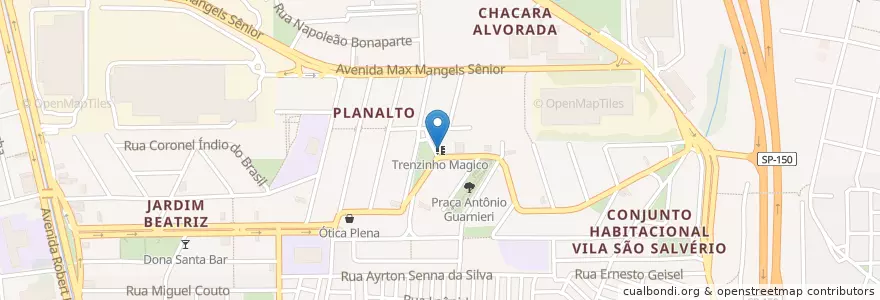 Mapa de ubicacion de Trenzinho Magico en ブラジル, 南東部地域, サンパウロ, Região Geográfica Intermediária De São Paulo, Região Metropolitana De São Paulo, Região Imediata De São Paulo, São Bernardo Do Campo.