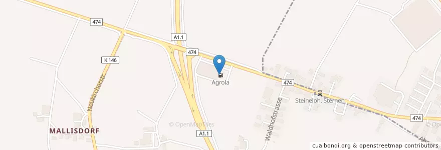 Mapa de ubicacion de Agrola en Svizzera, Turgovia, Bezirk Arbon, Roggwil (Tg).