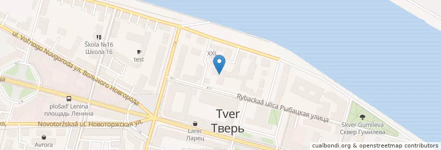 Mapa de ubicacion de Детская городская клиническая больница №1 en Rusia, Distrito Federal Central, Óblast De Tver, Городской Округ Тверь, Калининский Район.