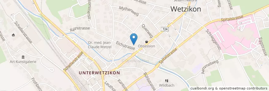 Mapa de ubicacion de Dr. med. Adrien Berthoud en سويسرا, زيورخ, Bezirk Hinwil, Wetzikon (Zh).
