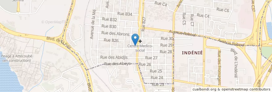Mapa de ubicacion de Pharmacie d'Adjamé-Santé en Costa D'Avorio, Abidjan.