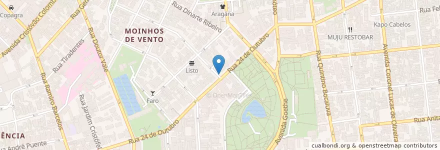 Mapa de ubicacion de Banco do Brasil Ag. Moinhos de Vento en Brésil, Région Sud, Rio Grande Do Sul, Région Métropolitaine De Porto Alegre, Região Geográfica Intermediária De Porto Alegre, Região Geográfica Imediata De Porto Alegre, Porto Alegre.