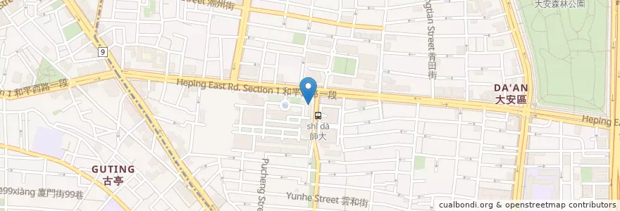 Mapa de ubicacion de 雲泰小飯館 en Taiwan, New Taipei, Taipei, Da'an District.
