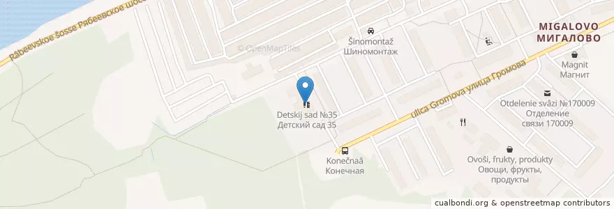 Mapa de ubicacion de Детский сад №35 en Russia, Distretto Federale Centrale, Тверская Область, Городской Округ Тверь, Калининский Район.