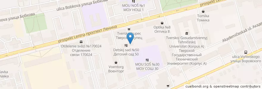 Mapa de ubicacion de Детский сад №93 en Rusia, Distrito Federal Central, Óblast De Tver, Городской Округ Тверь, Калининский Район.