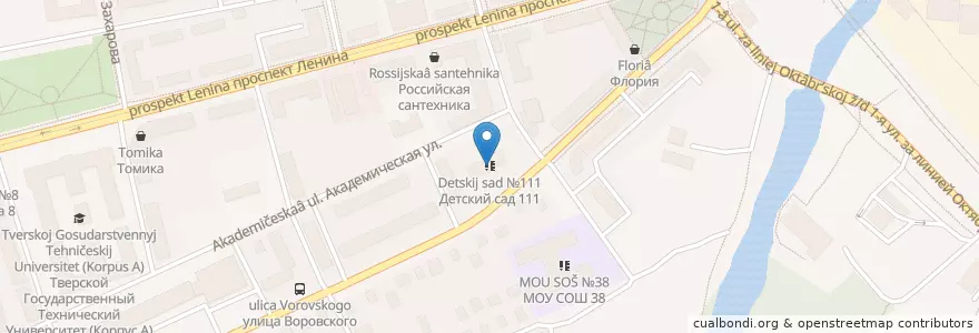 Mapa de ubicacion de Детский сад №111 en Russie, District Fédéral Central, Oblast De Tver, Городской Округ Тверь, Калининский Район.