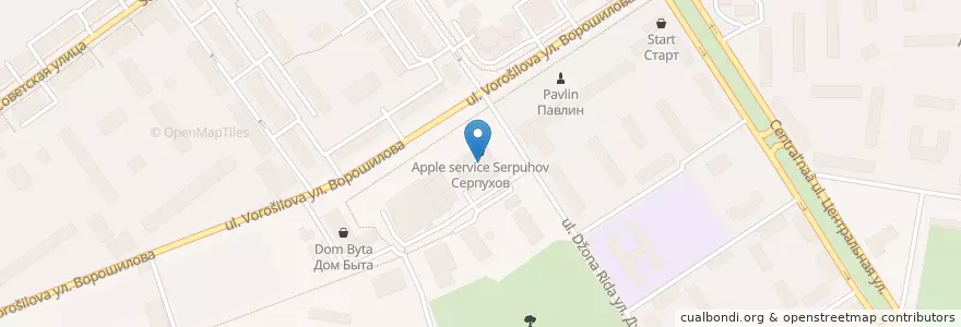 Mapa de ubicacion de Сладкое кафе Винцек en Rusia, Distrito Federal Central, Óblast De Moscú, Городской Округ Серпухов.