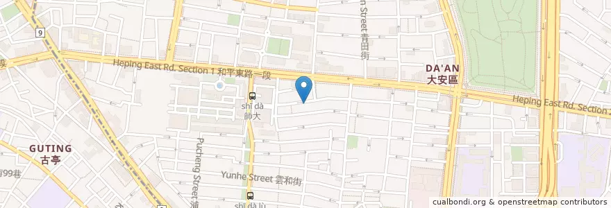 Mapa de ubicacion de 成都麵店 en Taiwan, Nuova Taipei, Taipei, 大安區.