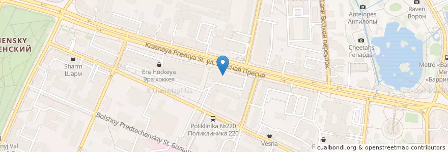 Mapa de ubicacion de Шоколадница en Rusia, Центральный Федеральный Округ, Москва, Центральный Административный Округ, Пресненский Район.
