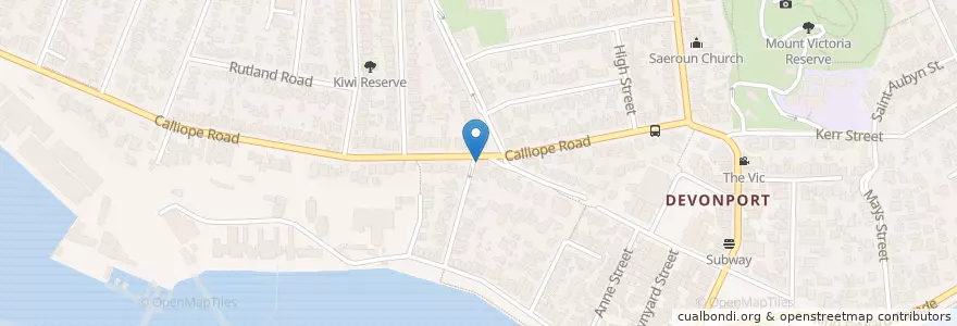 Mapa de ubicacion de Calliope Road Cafe en نيوزيلندا, أوكلاند, Devonport-Takapuna.